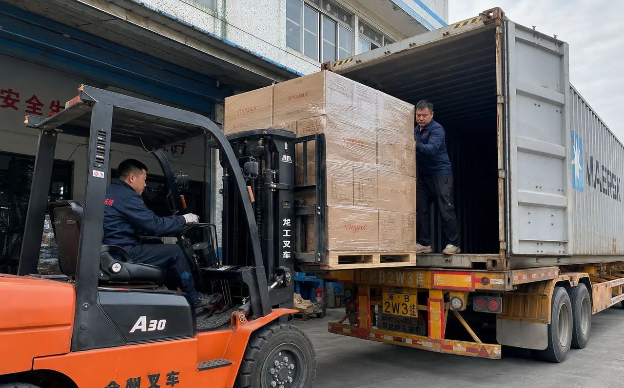Representación de carga de contenedor desde China hacia Ecuador